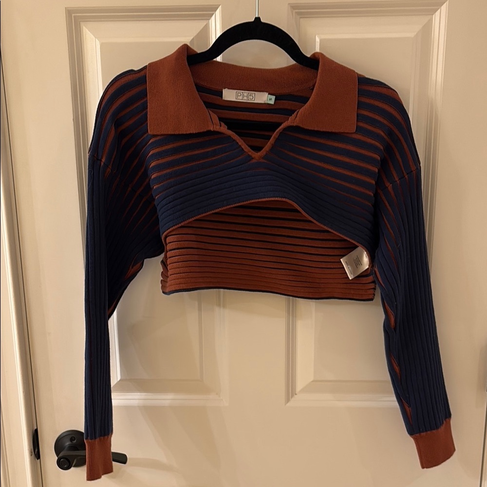 PH5 Bolero top NWOT. Navy and Rust. Size S.